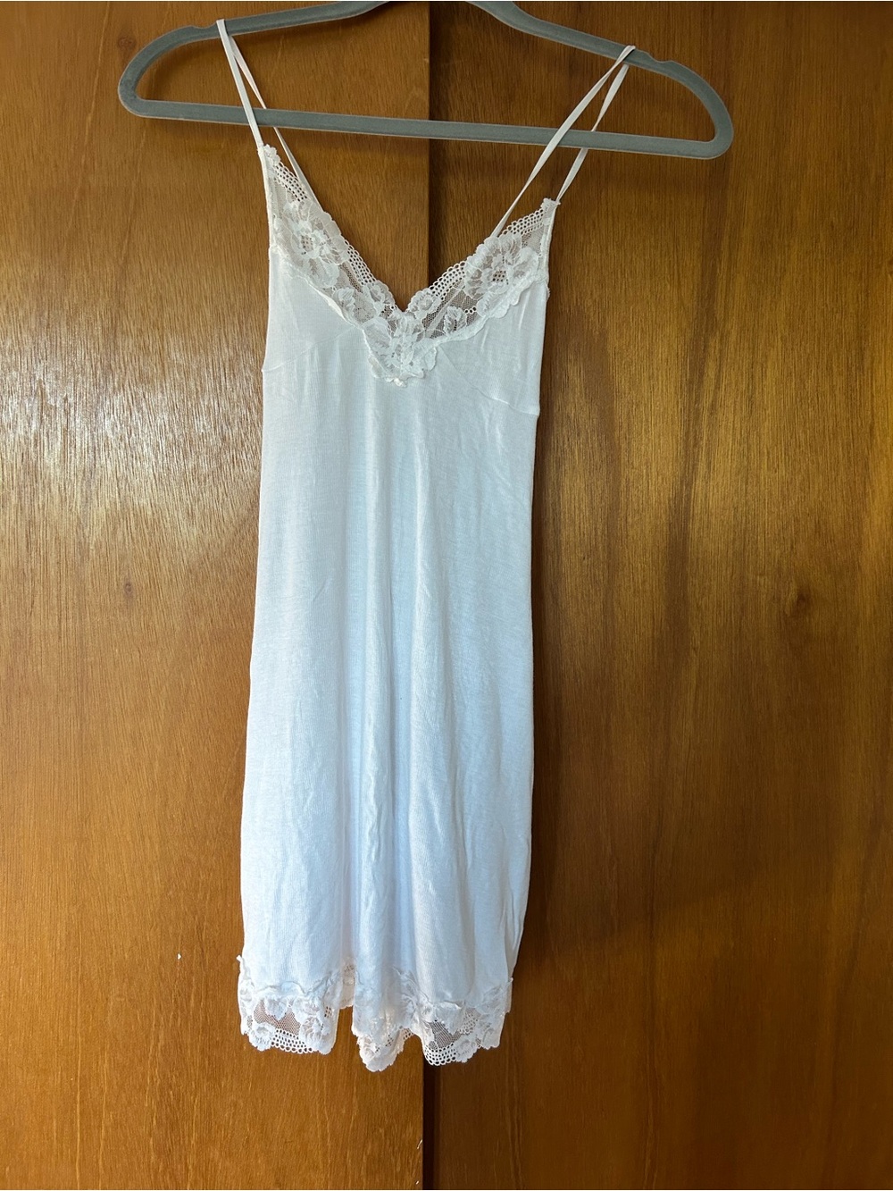 Victoria's Secret White Lace-Trim Slip Chemise